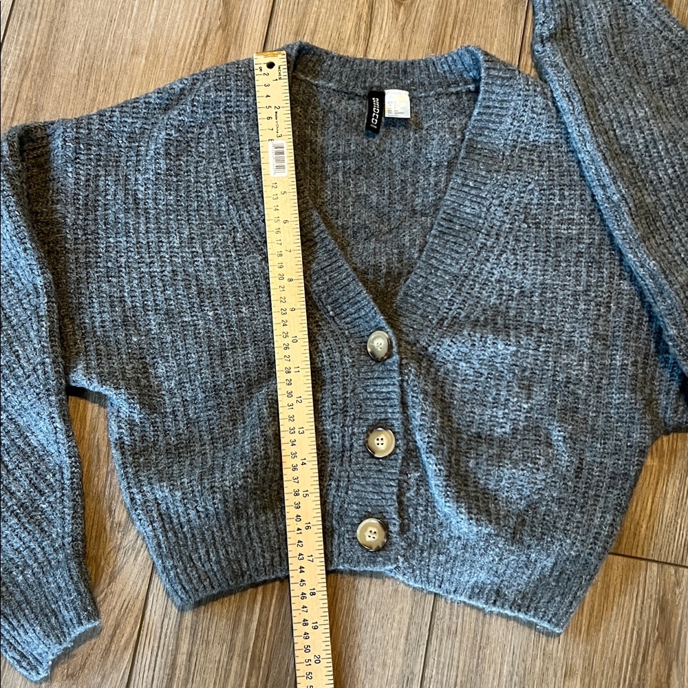 H&M Charcoal Button-Up Cardigan, Sz SM - Picture 5 of 7
